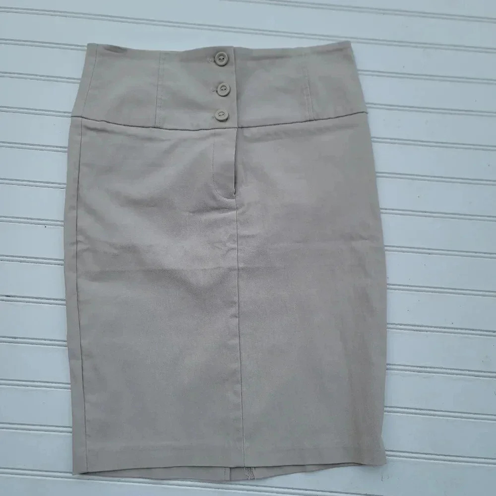 Papaya Skirt Womens Medium Beige Bandage Stretch Knit Straight Knee High Waist M